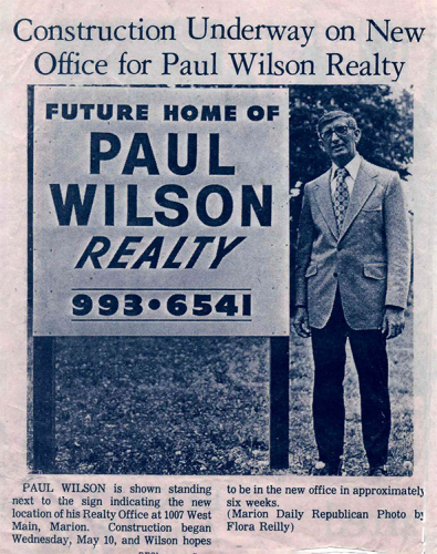 Paul Wilson Realty beginning - newspaper clipping